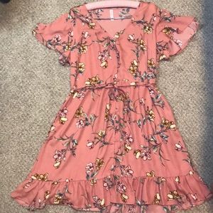 Xhilaration Floral Ruffle Bottom Dress